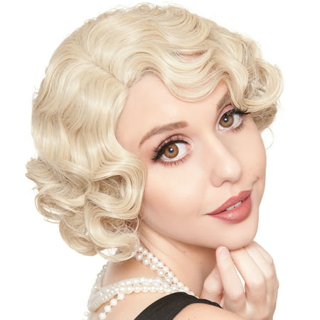 Rockstar Wigs LLC Blonde Finger Wave Flapper Wig Halloween Costume Accessory for Adults, One Size