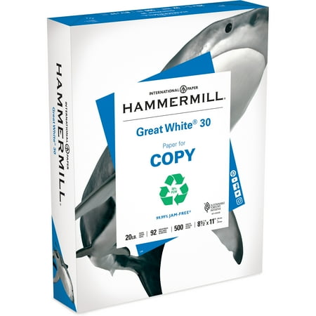 Hammermill, HAM86700, Great White Recycled Copy Paper, 5000 / Carton, White