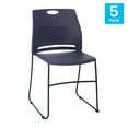 thumbnail image 2 of Flash Furniture HERCULES Series Set of 5 Commercial 660 lb. Capacity Navy Plastic Stack Chairs with Black Powder Coated Sled Base Frames and Carrying HandleNative AmericanNative, 2 of 9