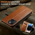 thumbnail image 4 of Wallet Case For iPhone 13 Mini, Case Wallet-High Quality Leather Magnetic Closure Case-RFID Blocking Card Holders-Shockproof TPU Shell Folio Cover Women Men For iPhone 13 Mini, Brown, 4 of 7