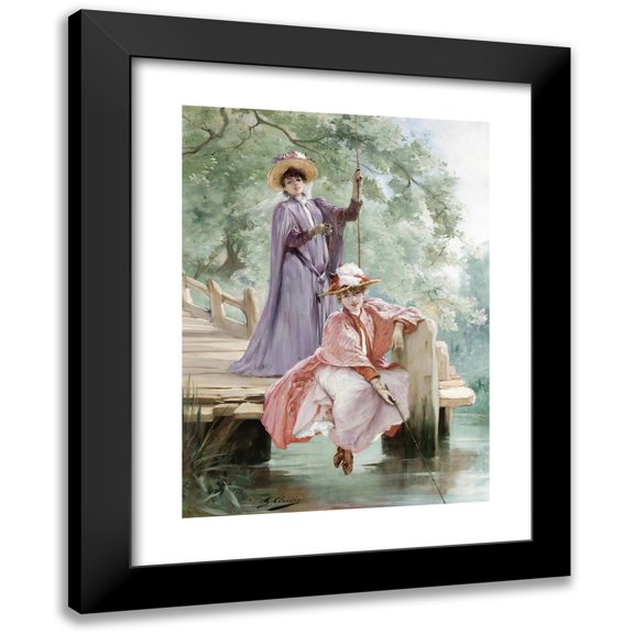 Georges Jules Victor Clairin 11x14 Black Modern Framed Museum Art Print Titled - Elegant Ladies Fishing