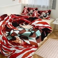 thumbnail image 6 of Demon Slayer 3 Pieces Bedding Set 3D Printed Lightweight Bed Quilt Set Comforter Cover Set for Girls Kids Teens, 1 Quilt Cover 2 Pillowcases 79"x90", 6 of 8