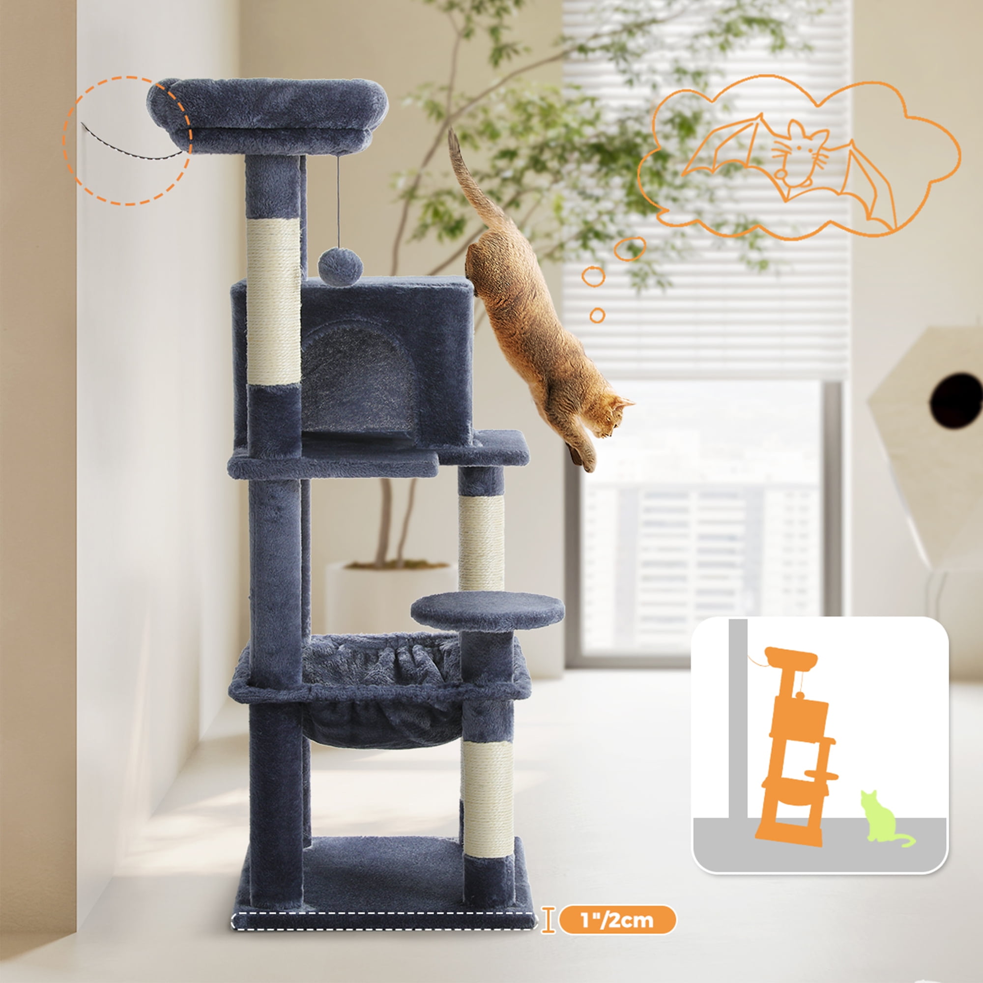 Pefilos 45" Modern Cat Tree House, Cat Condo for Indoor Cats, Activity Center Cat Scratching Tower for Kittens Toy, Dark Gray Pefilos 45" Modern Cat Tree House, Cat Condo for Indoor Cats, Activity Center Cat Scratching Tower for Kittens Toy, Dark Gray