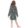 thumbnail image 4 of FORMRS Niños Bathrobe Unisex Hooded Robe Soft Plush Pajamas Sleepwear, Size 2-3T, Navy Blue Peacock Pattern, 4 of 7