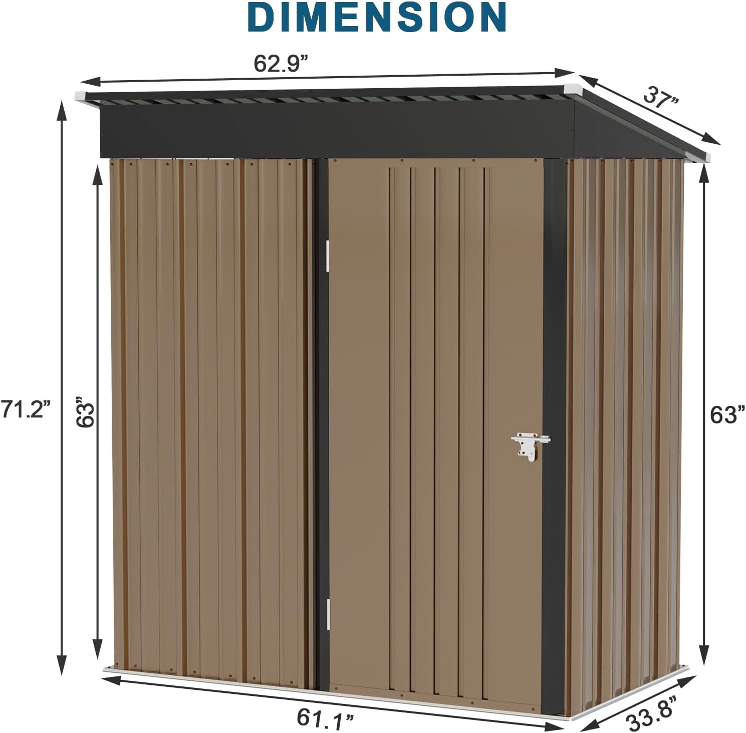 PUKAMI Outdoor Storage Shed with Floor, 5x3 FT Utility Tool Shed Storage House with Lockable Door, Steel Anti-Corrosion Garden Shed Outdoor Metal Shed for Garden Backyard Patio Lawn