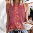 thumbnail image 1 of ICHUANYI Clearance Women's Sleeveless Summer Casual Tops Round Neck Printing Sleeveless Vest Tops(Red, L) ICHUANYI WER2023081506163, 1 of 5