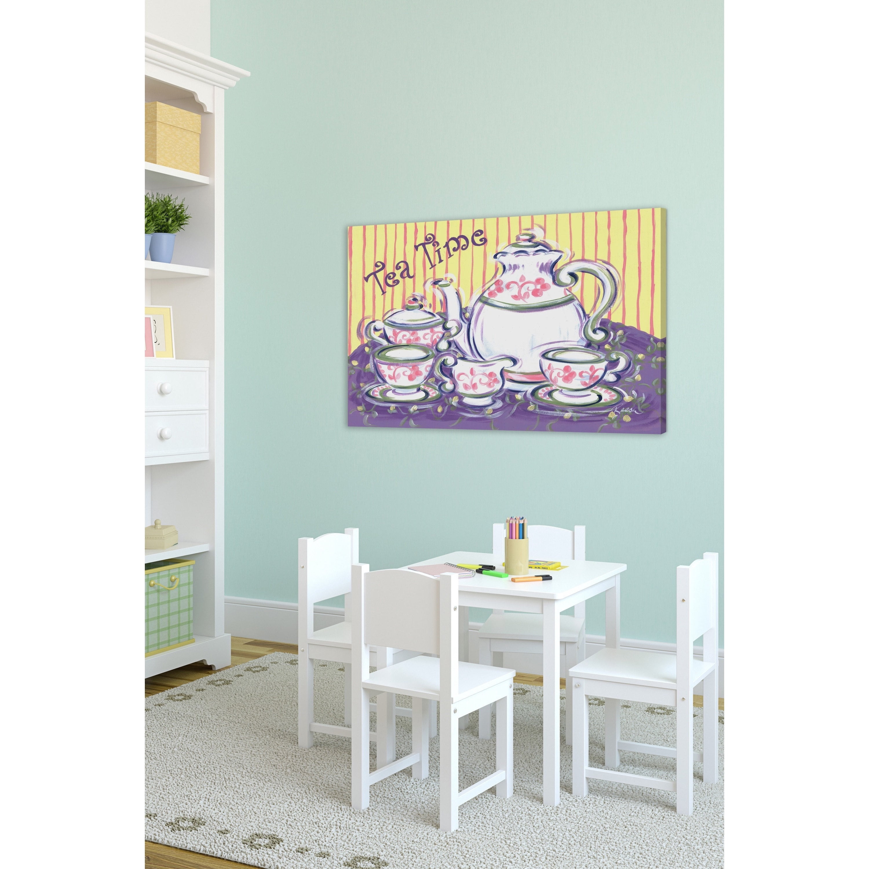 Marmont Hill "Tea Time" by Reesa Qualia Painting Print on Wrapped Canvas