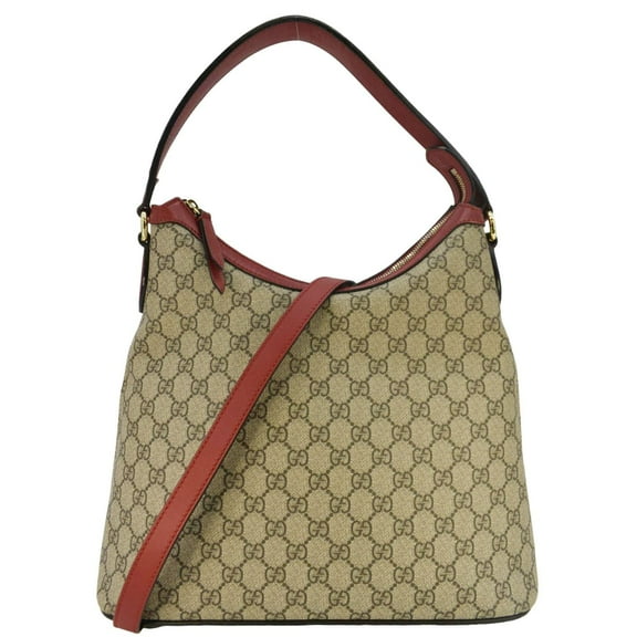 Pre-Owned GUCCI Linea A Supreme Canvas Hobo Shoulder Bag Beige 414930
