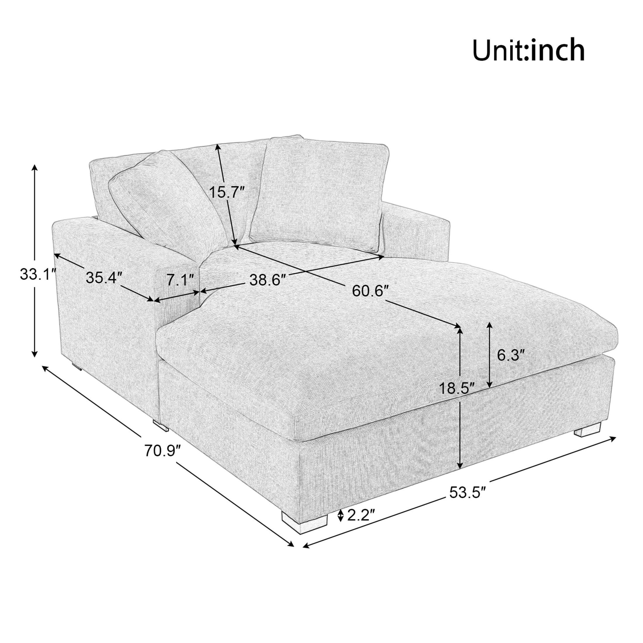 Christopher Knight Home 70.9" Classic Oversized Chaise Lounge Chair, Plush Fabric with Durable Frame, Yellow
