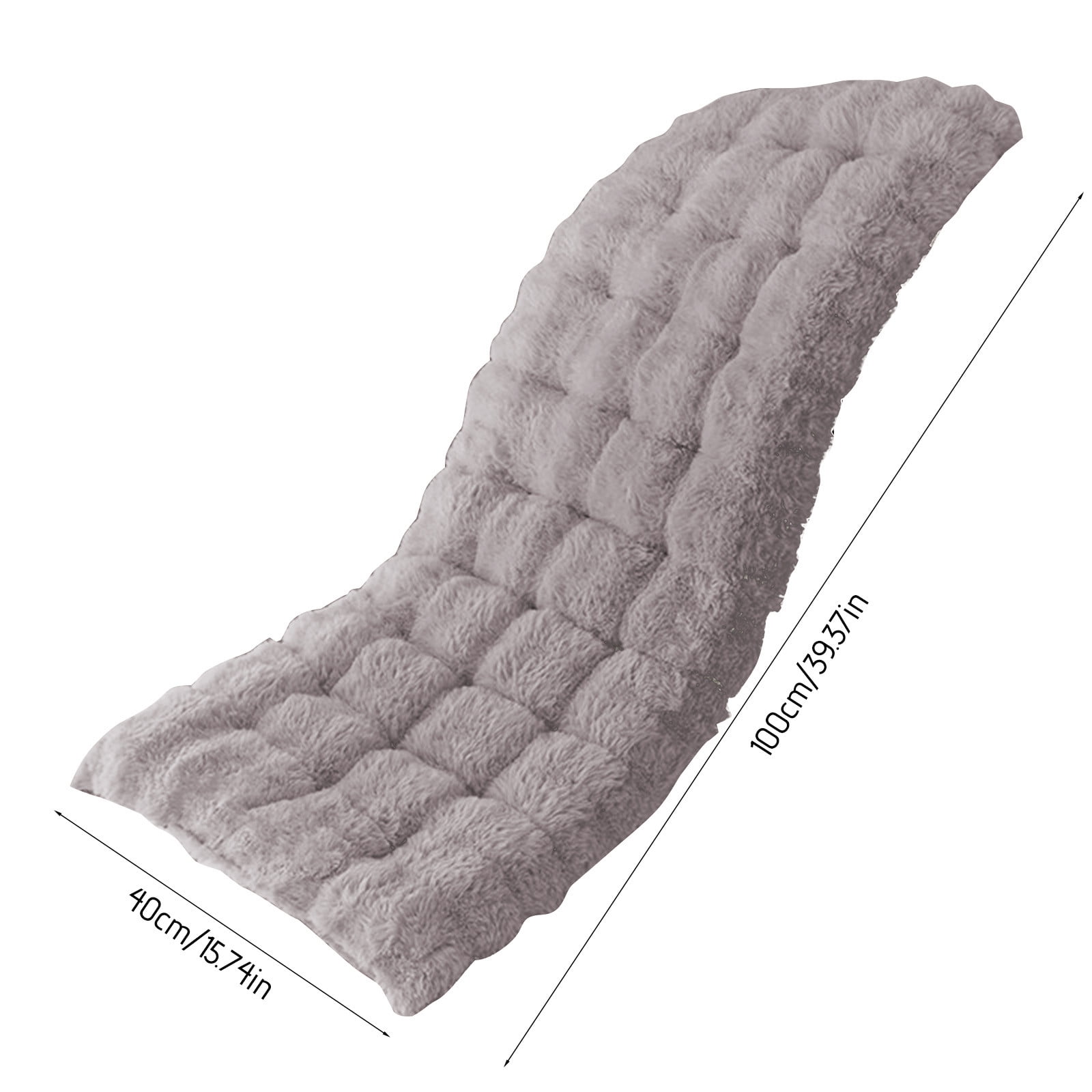 Kugisaki Long Pile Chair Cushion Thickened Double Sided Foldable, Winter Warm Soft Thick Home Office Sofa Chair with Lumbar Support Cushion and No-slip Backing, 17.7x33.5In