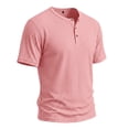 thumbnail image 4 of Henley Shirts for Men 3-Button Summer Plain Crew Neck Short Sleeve Mens T-Shirts Casual Tops, 4 of 7