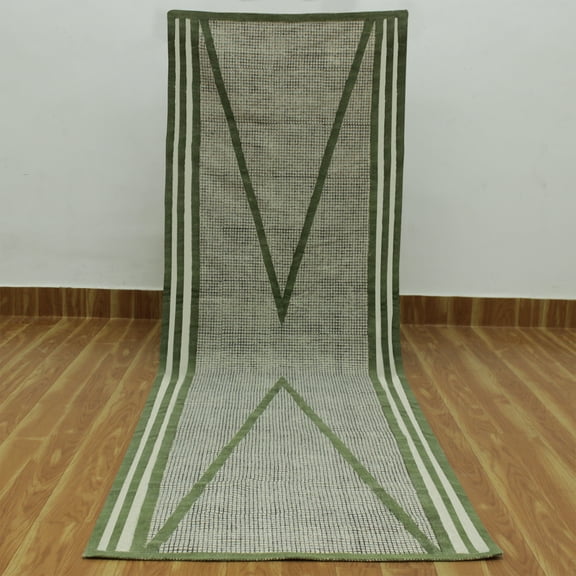 Casavani Hand Block Printed Cotton Green Area Rugs 2'x3' Area Rugs for Kitchen and Study Room