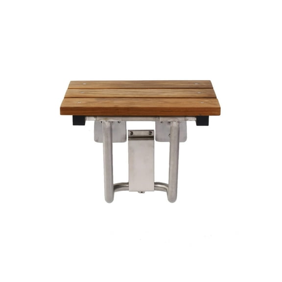 Folding Shower Chair for Elderly and Disabled, ADA Folding Shower Seat Wall Mounted Holds Upto 400lbs | Teak Shower Bench | 304 Stainless Steel Teak Shower Stool for Inside Shower | 18" x16”