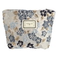 thumbnail image 1 of Bolsa de maquillaje floral, bolsa de cosméticos con cremallera, bolsa de cosméticos para mujeres estéticas, monedero adecuado para bases, lápices labiales, pinceles, gris azul, 1 of 7