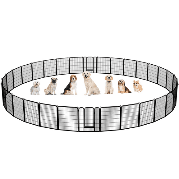 Renwick 4pcs 8 Panel Heavy Duty Dog Playpen, Indoor & Outdoor,Black