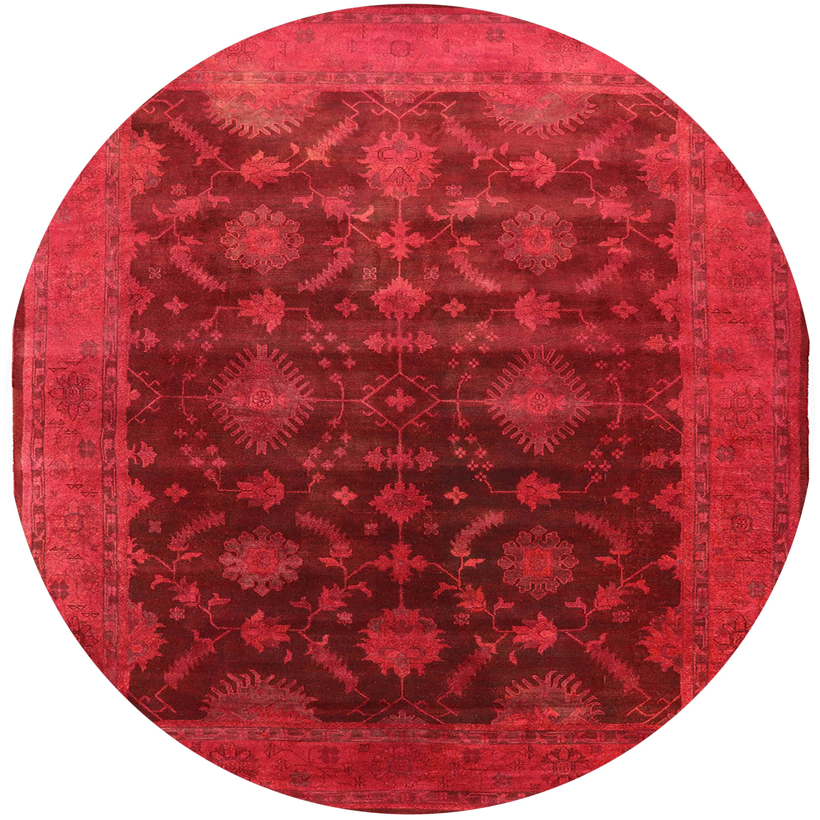 Ahgly Company Indoor Round Mid-Century Modern Red Oriental Area Rugs, 8 ...