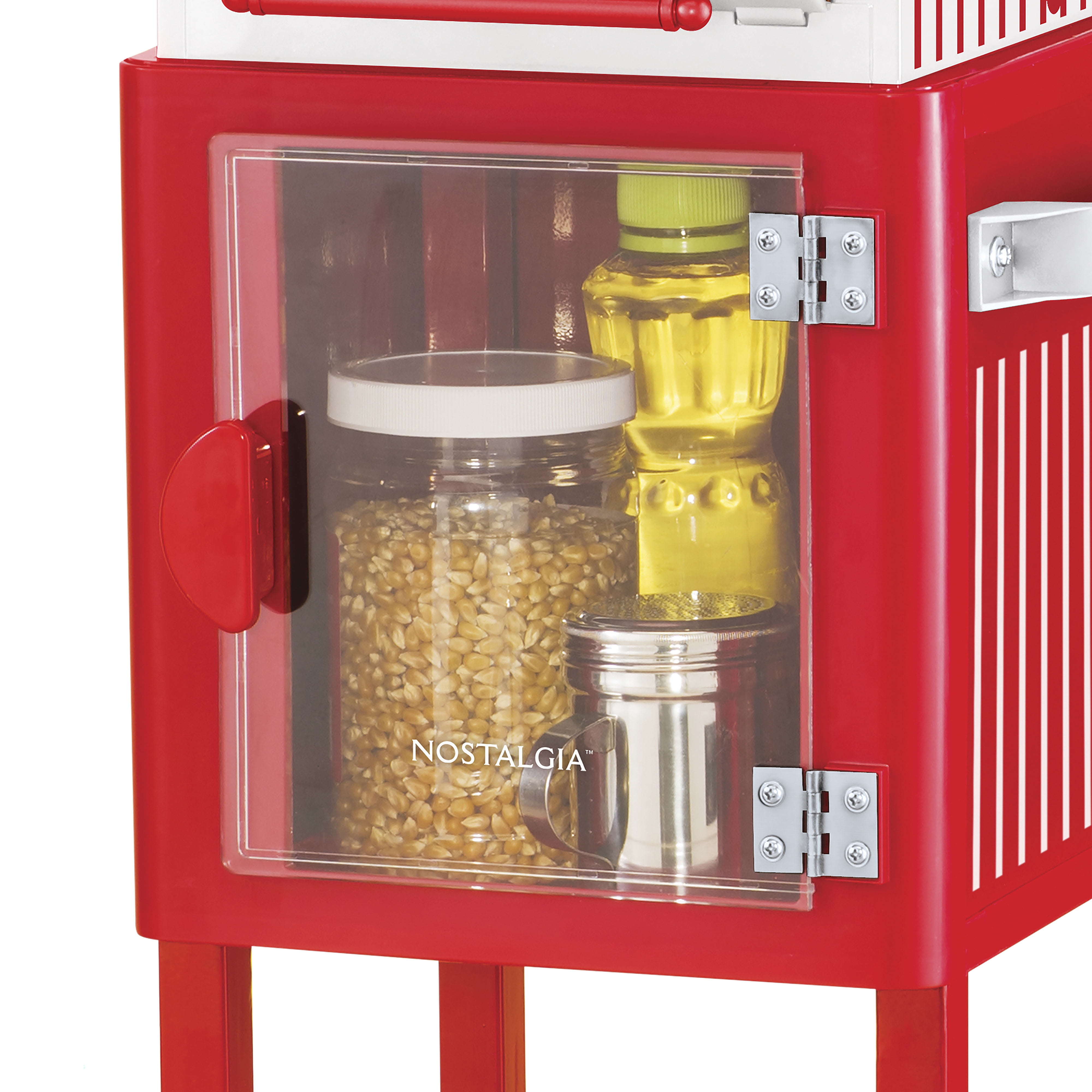 Nostalgia 53-Inch Popcorn Cart with Candy Dispenser, Red, NKPCRTCD8RD