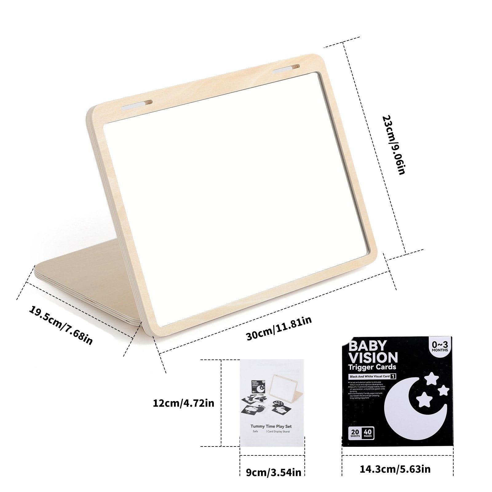 Wooden Infant Perceptual Development Toy Pliable Glass With Constructed In Card Storage For Visual Cognitive Learning