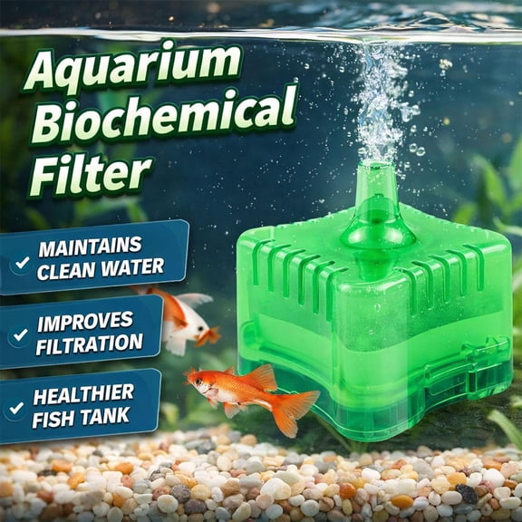 1 Pcs Aquarium Sponge Filter for Small Tank, 3.15x3.15x1.97 Inch Nano Betta Fish Filter, Multi Stage Bio Filtration with Activated Carbon,Green