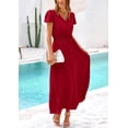 thumbnail image 3 of Vestido largo PRETTYGARDEN Verano 2025 con cuello en V y manga corta con volantes, 3 of 9