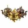 thumbnail image 5 of Alloy Incense Burner Double Dragon Style Hollow Cap Censer Cone Holder Decor, 5 of 5