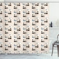 thumbnail image 1 of Swans Shower Curtain, Colorful Aquatic Birds with a Crown Pattern, Fabric Bathroom Set with Hooks, 69"W X 75"L Long, Blush Blue Grey Pale Eggshell and Charcoal Grey, by Ambesonne, 1 of 3
