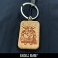 thumbnail image 5 of Floral Jellyfish Rectangle Keychain Charm Tag - Engraved Wood, 5 of 6