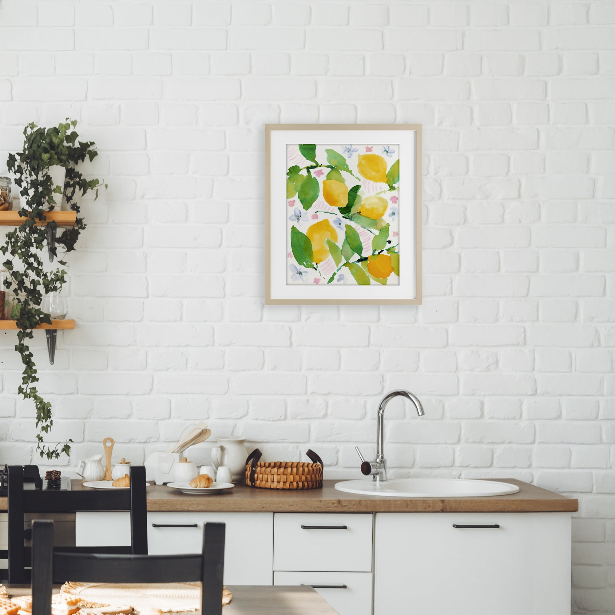 Stupell Industries Garden Lemons with Pastel Florals Birch Framed Print Under Glass, design by Lanie Loreth
