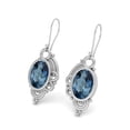 thumbnail image 3 of Mooneye 7X5 mm Oval Shape London Blue Topaz 925 Sterling Silver filigree Dangle Women Gifts Earrings, 3 of 4