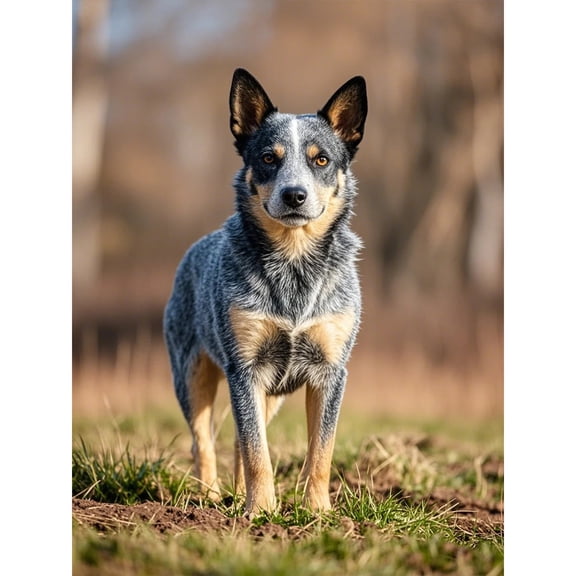 5D Diamond Art DIY Kits Blue Heeler Australian Cattle Dog Diamond Painting Full Round Drill Rhinestones by Number Embroidery Arts and Crafts for Living Room Home Wall Decor 12x16 inch