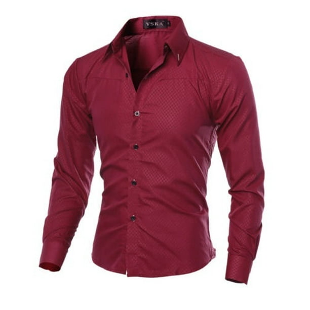 Cool Mens Long Sleeve Shirt Button Up Business Work Smart Formal