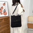 thumbnail image 4 of Bolso de hombro de pana retro para mujer Bolso cruzado de color puro (negro) Tmvgtek Oficina Multiescena Multifunción, 4 of 9