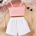 thumbnail image 3 of Ruyang Girls Summer Outfits Toddler Kids Camisole Ruffle Crop Tops and Short Pant with Flowers Clothes 2 Piece Clothing Set, 3 of 3