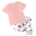 thumbnail image 4 of CAICJ98 Girls Toddler Summer Clothes 2T 3T 4T 5T Kids 2-12 Years Girls Short Sleeve T-Shirt + Stretch Shorts Set Toddler Girl Outfit (Light Pink,9-10 Years）, 4 of 4