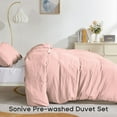 thumbnail image 4 of Sonive Washed Duvet Cover Set Queen, 3 Pieces Soft Cozy Textured Wrinkled Bedding Set, Rose pink, 4 of 8