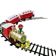 Children's Fun Festive Play Battery Operated Lights, Sounds, & Smoke 14 PCS Classic Christmas Train Playset Toy, A Great Toy That Is Great For Christmas's
