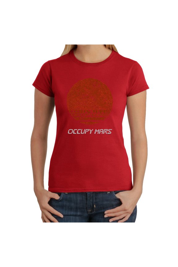 Women's Word Art T-Shirt - Occupy Mars