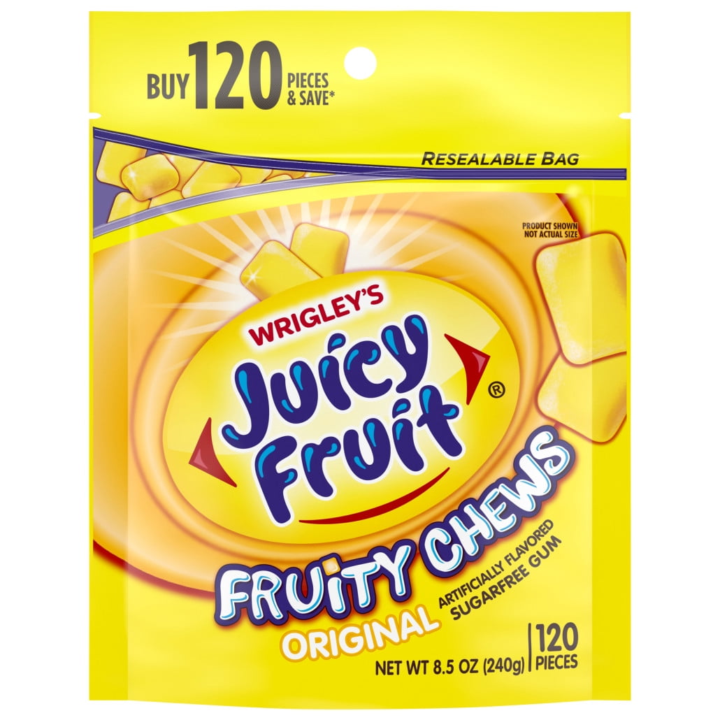 Juicy Fruit Original Fruity Chews Bulk Chewing Gum Bag, 120 pc