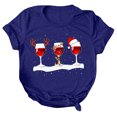 thumbnail image 2 of Gibobby Camisa navideña mujer Navidad Copa de de nieve Impresión O Cuello Manga corta Camiseta suelta Blusa Tops(Azul,CH), 2 of 4