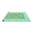 thumbnail image 2 of Ahgly Company Machine Washable Indoor Round Oriental Turquoise Blue Traditional Area Rugs, 7' Round, 2 of 4