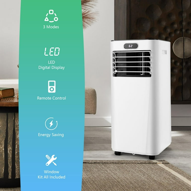 COSTWAY 10000 BTU Portable Air Conditioner, 3-in-1 AC Unit with  Dehumidifier & Smart Sleep Mode, 24H Timer & Remote Control, Cools Rooms up  to 350