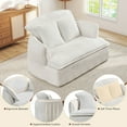 thumbnail image 4 of Timbernest Accent Chair with Ottoman, 47" Oversized Chaise Lounge Chair, Modern Corduroy Upholstered Armchair for Living Room, Dorm, Small Space, Beige, 4 of 9