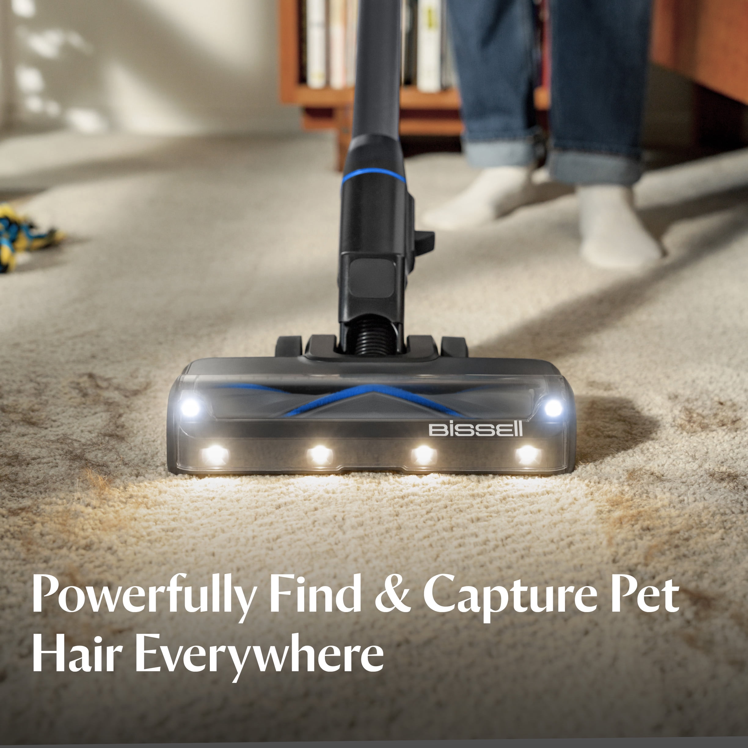 BISSELL® PowerClean® FurGuard™ 280W Cordless Vacuum w/ 3-in-1 Versatility, Self Cleaning Brush Roll, Strong Suction, Removable Battery, 50 Min Runtime, Powered Upholstery Tool, and FurFinder Headligh