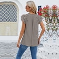thumbnail image 4 of HAPIMO Women's Trendy Loose Tops Tunic Solid Color Summer Tees Ruffle Sleeve V Neck Pullover Elegant Casual Relaxed Blouses for Teen Girls Gray, 4 of 4