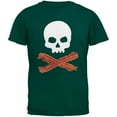 thumbnail image 1 of Bacon Skull And Crossbones Dark Green Adult T-Shirt, 1 of 1