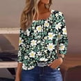 thumbnail image 2 of Blusas para las Mujeres Casual, 3/4 Manga Floral Estampado Camiseta de Moda Top Hecho de Poliéster Transpirable Suave para el Uso Diario de Primavera Otoño, Tops de Blusa para las Mujeres, 2 of 9