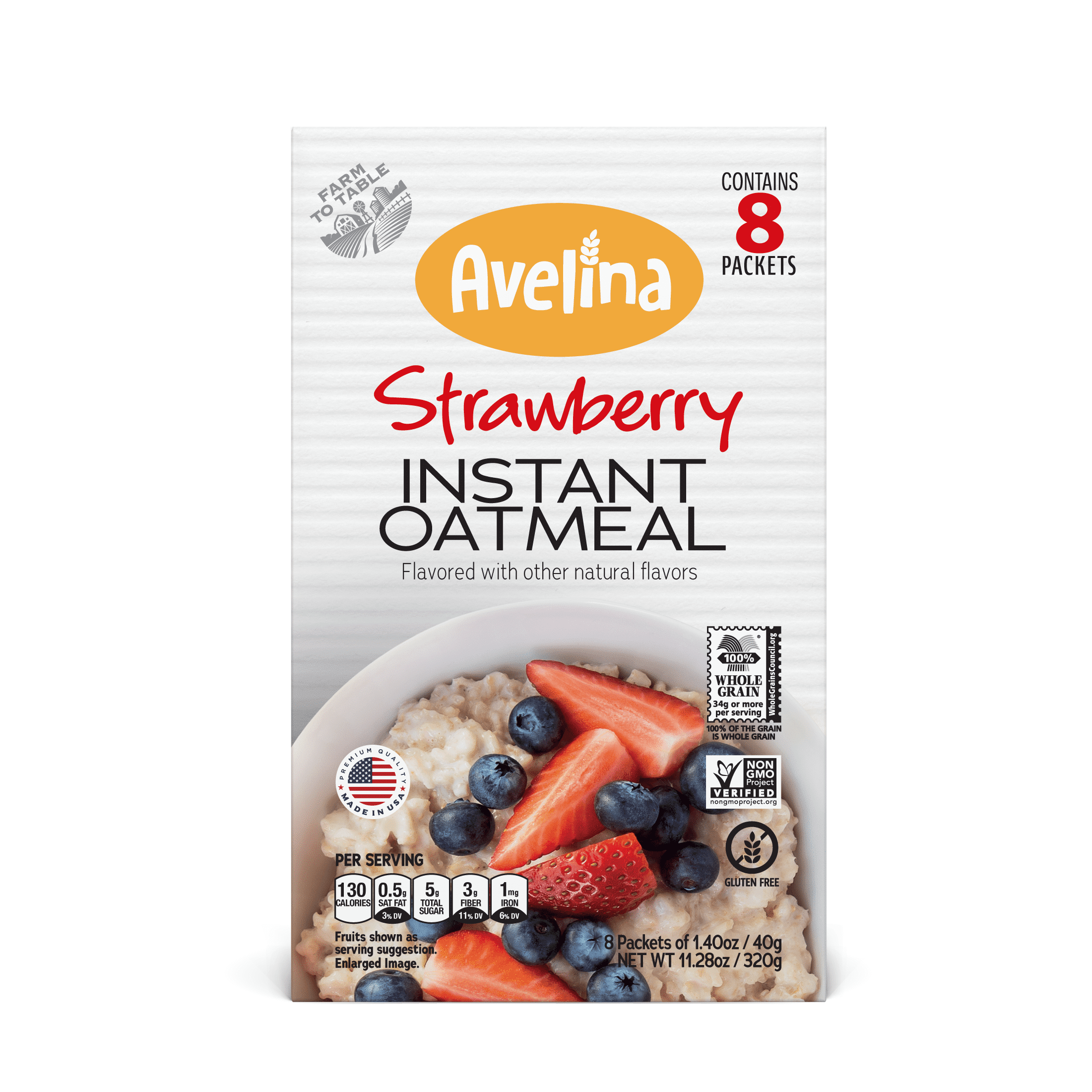 Avelina Flavored Instant Oatmeal GlutenFree Whole Grain, Sweetened