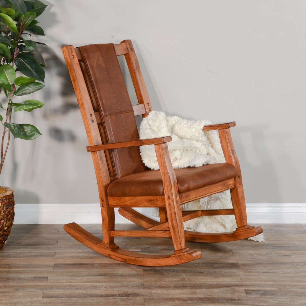 Sunny Designs Sedona Farmhouse Mindi Wood Rocking Chair in Rustic Oak