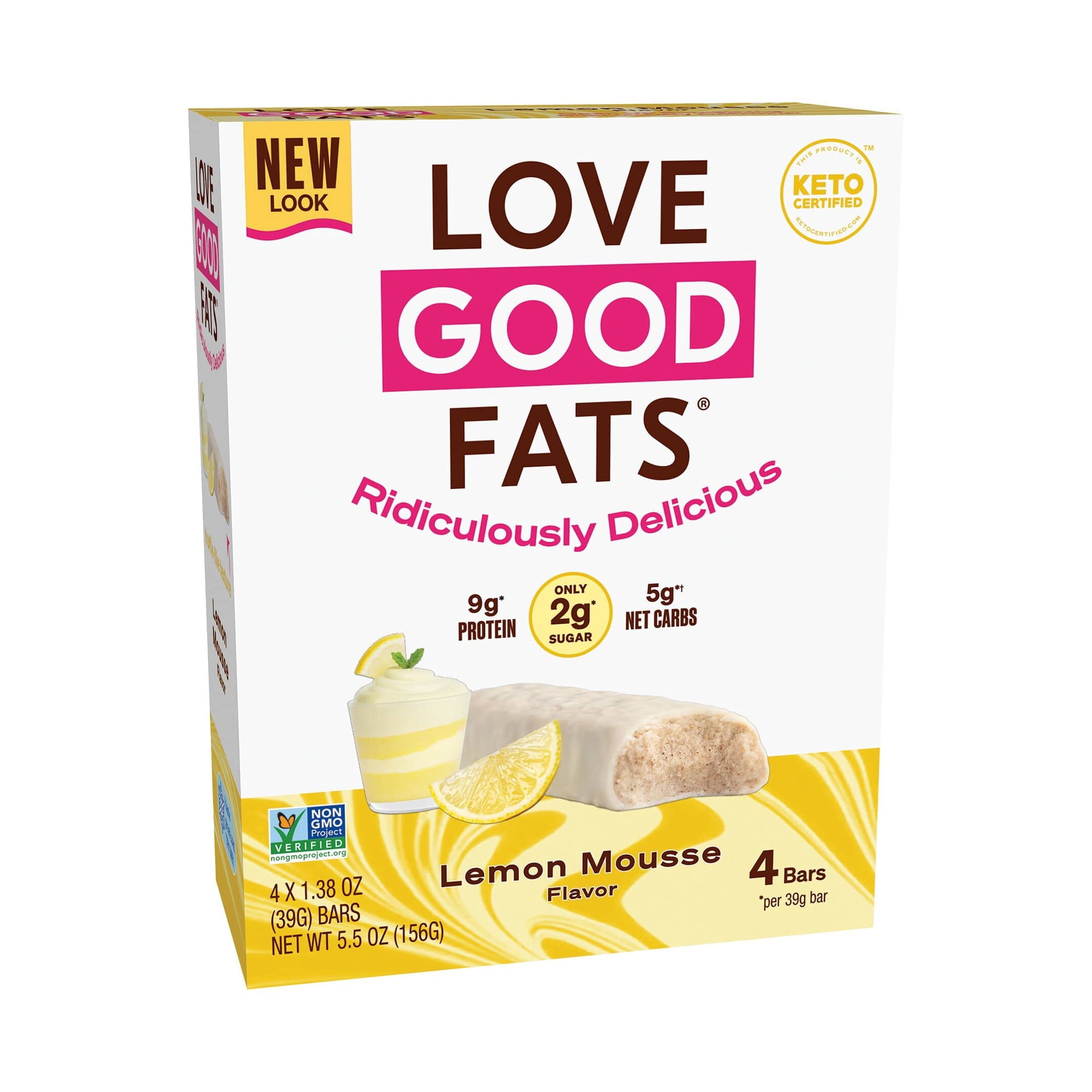 Love Good Fats Lemon Mousse Bars 1.38 oz, 4 pk