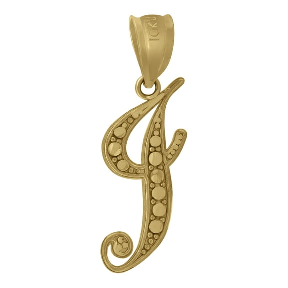 NEW 10k Yellow Gold Unisex Initial "I" Alphabet Textured Pendant 0.66g Charm